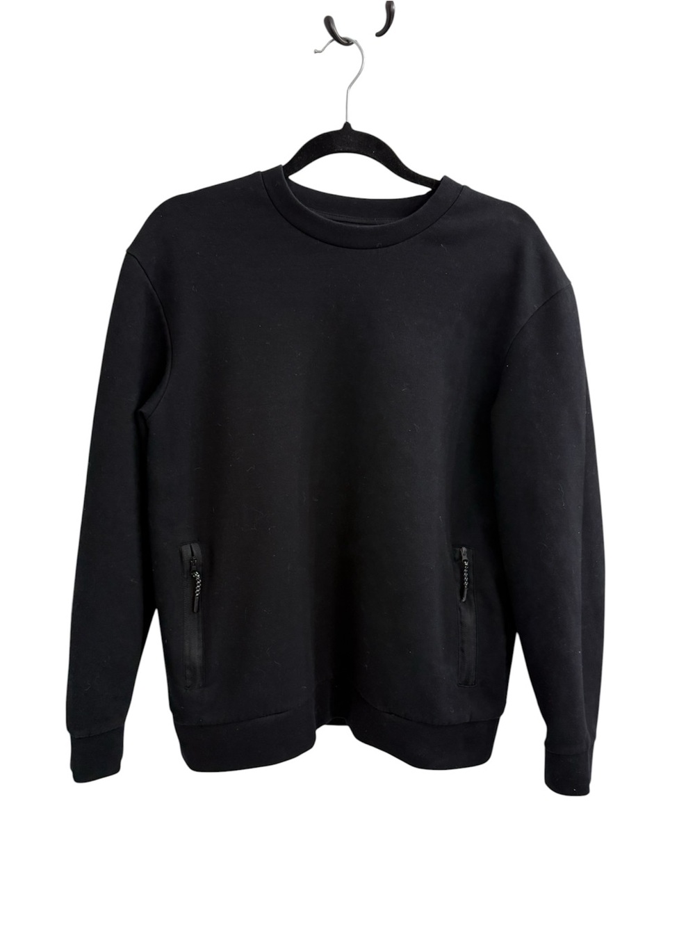 Zara Black Crewneck Sweatshirt with Zippered Pockets Women’s Size Medium